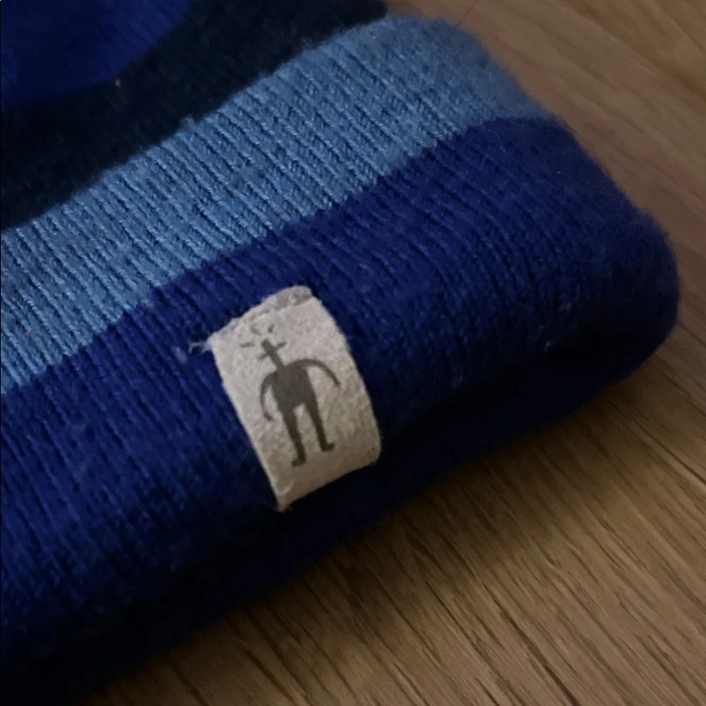 Striped Blue and Black Beanie